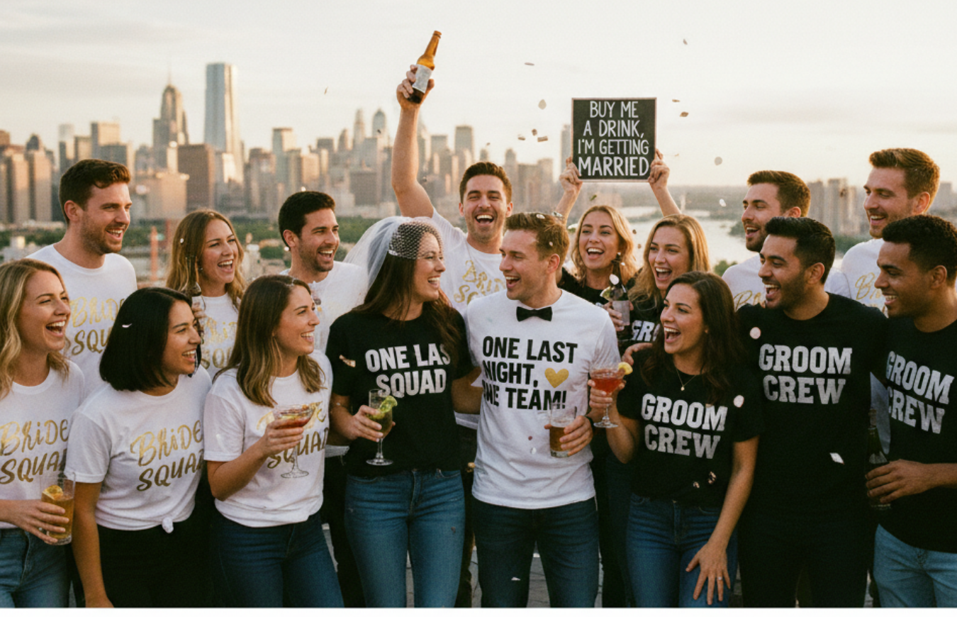 Bachelor & Bachelorette Party T-Shirts: One Last Night, One Team!